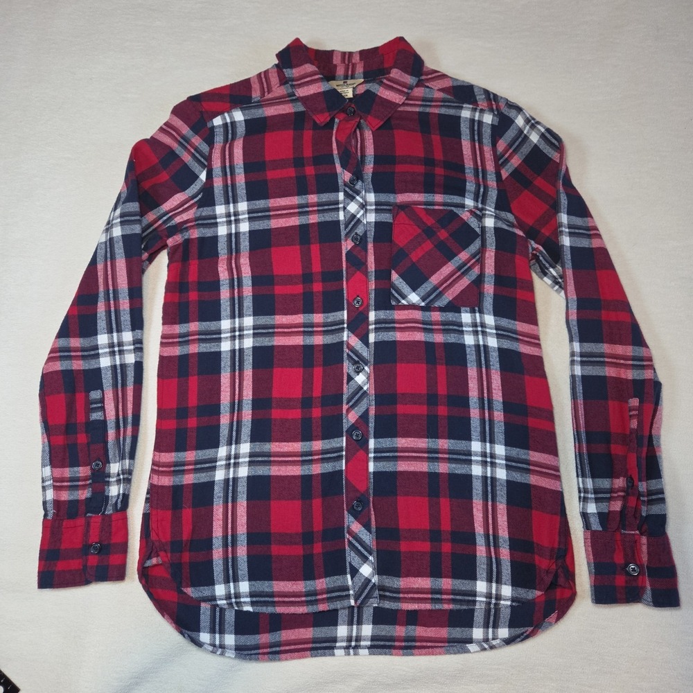 WOOLRICH Flannel Button Up Shirt Women's Small S Red Cotton Plaid Long Sleeve